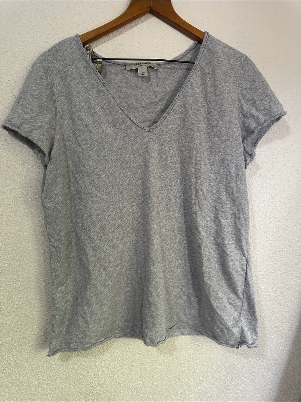 AllSaints Women's Short Sleeve V-Neck Tee - Heather Gray